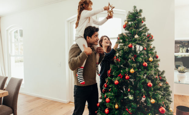 Family Decorating Christmas Tree